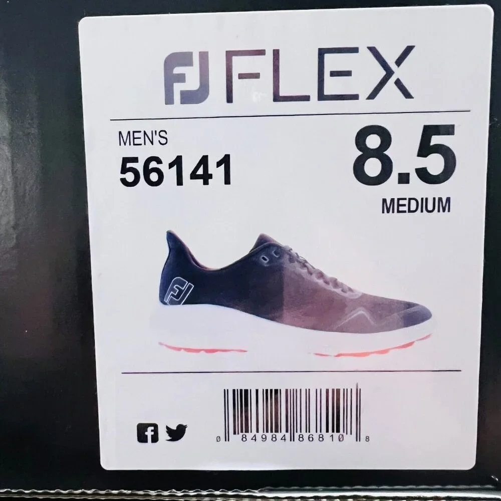 FootJoy FJ Flex Spikeless Golf Sports Shoes Men's Black/Red 56141 Medium Width - Picture 10 of 11